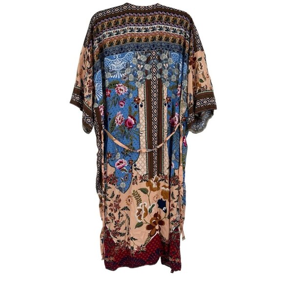 Floral Mixed Media Colorful Wrap Kimono Cardigan Size OS One Size 100% Viscose - Picture 1 of 11